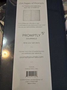 Promptly Complete Childhood History Guided Journal, Sealed, Navy Blue