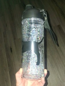 Vs pink Shakey Glitter collegiate water bottle brand Nwot Black Logo
