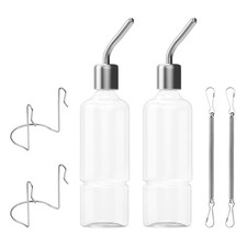 Silver Plastic Pet Water Bottle Hanging Dispenser for Rabbits and Small Pets