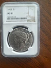 1925 P NGC MS61 Peace Silver Dollar $1