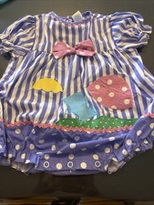 Vintage Polkadot Bubble Romper vibrant Purple Colorful Summer Stripes 6-9 Months