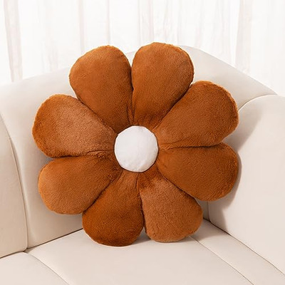  Flower Pillow,17.7inch Brown Throw Pillows,Brown Decorative Throw 