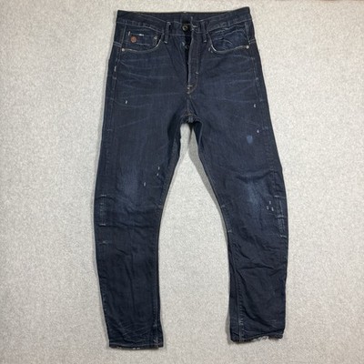 G-Star Raw Type C 3D Loose Tapered Jeans Mens 32x29 Distressed Faded Dark Wash