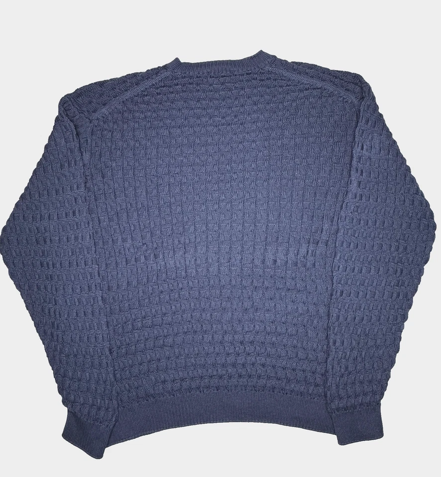 Vtg Talbots Sweater Mens 2XL Navy Blue Mercerized Pima Cotton Basketweave Knit - Image 2 of 4