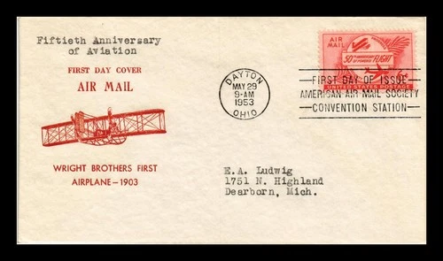 DR JIM STAMPS US COVER AVIATION 50TH ANNIVERSARY AIR MAIL FDC SCOTT C47