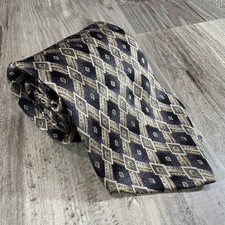 100% Silk Oscar De La Renta Geometric Necktie Made In USA