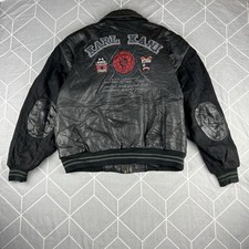 Vintage Karl Kani Leather Varsity Jacket 90s Hip Hop Rap Black Bomber XXL