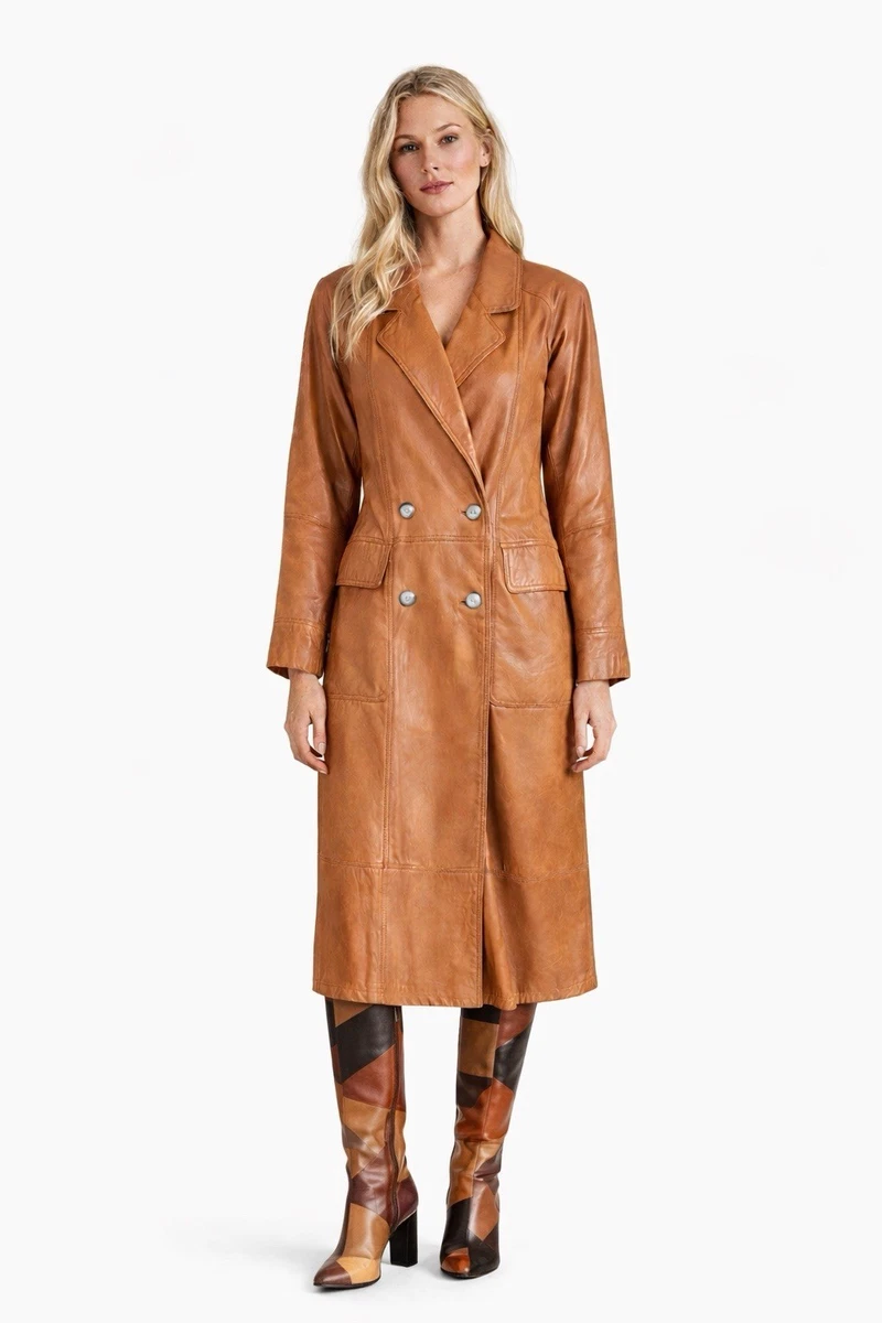 Brown Leather Grunge Vintage Coats, Jackets & Vests for Women for