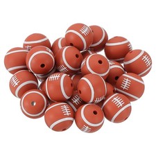 25PCS Rugby Beads,15mm Silicone Beads Sports Beads Bulk Ball Focal Beads
