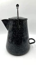 Vintage Large USN Vollrath Co Speckled Enamel 3 Gallon Cowboy Coffee Pot