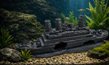 Sunken Steamship Aquarium Decoration   Detailed Handmade Shipwreck Ornament