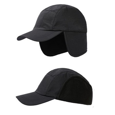 Winter Fleece Warm Hat with Visor Earflaps Outdoor Windproof Cap for Men Women