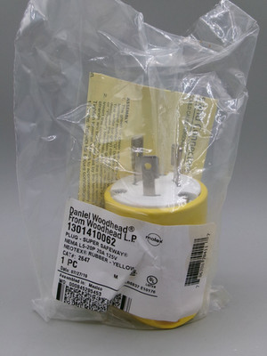 Hubbell Woodhead 2647 Molex 1301410062 NEMA L5-20P 20A 125V Plug Yellow Rubber