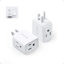 Multi Plug Wall Outlet Extender White 3 Way Splitter 2 Pack, Compact Outlet