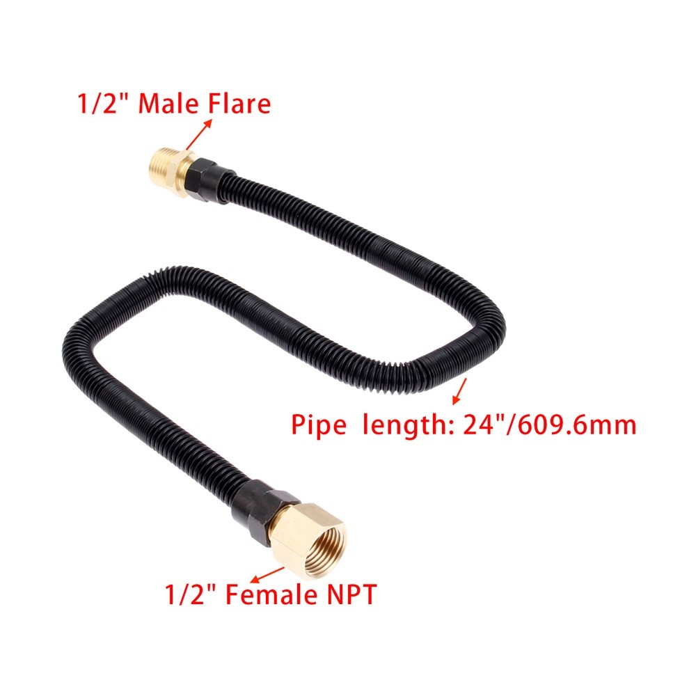 24" Non-Whistle Flexible Flex Gas Line Connector Kit For NG or LP fireplaces