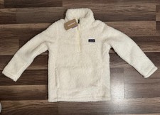 Patagonia Jacket Girls 7/8 Small Birch White Kids Los Gatos 1/4 Zip Fleece New