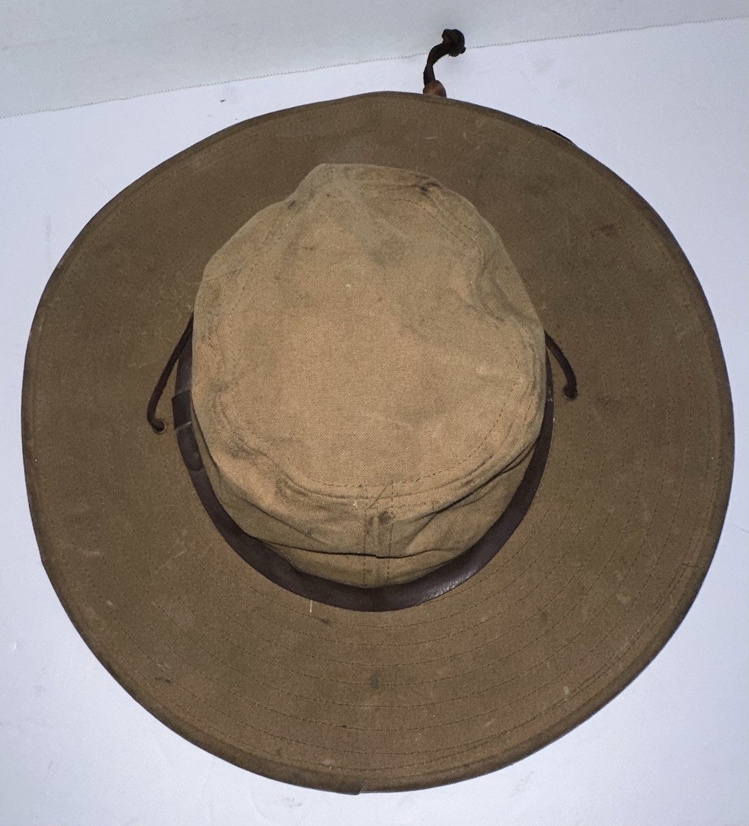VTG Filson Tin Cloth Packer Bush Hat USA Made Waxed Canvas Size S