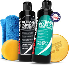 Black Scratch Swirl Remover Kit with Trim Plastic Restorer - Car Detailing K