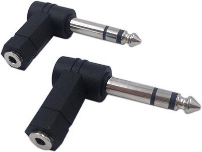 CERRXIAN Right Angle 1/4 Male to 1/8 Female Adapter, 90 Degree 6.35mm 3 black 