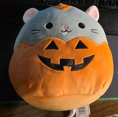 Squishmallows Official 8 inch Milto the Grey Mouse in Jack-O'-Lantern