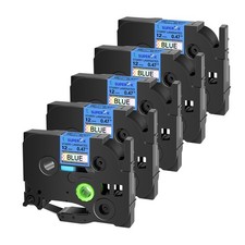 5PK 12mm Fit for Brother P-Touch TZe TZ 531L1 Glitter Rainbow Blue Laser Tape