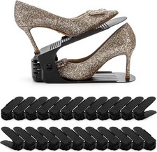 24 Pack Shoe Slots Organizer, Adjustable 4 Levels Shoe Stackers, Double Deck Sho