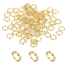 Round Split Ring, 100 Pcs 5 mm Small Split Ring with Double Loops Gold