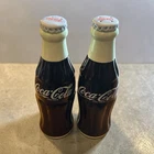 Coca Cola Contour Bottle Ceramic Salt Pepper Shakers Vintage In Box