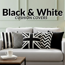 Geometric Cushion Covers Black&White Decorative Soft Throw Cushion Cases 18x18''