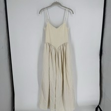 Fashion Nova dress medium M ivory fit and flare midi ribbed empire minimalist