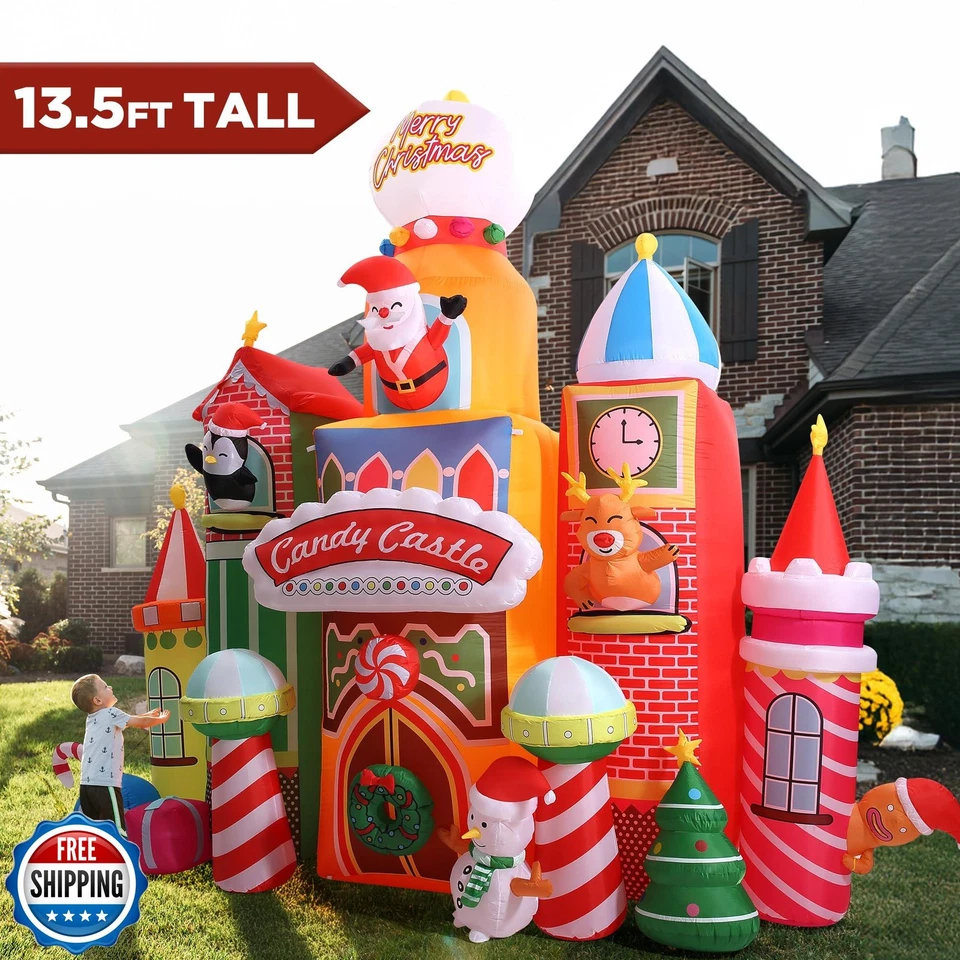 13.5 FT Tall Candy Castle Christmas Inflatables Outdoor Decorations, Blow Up  - Image 2 of 4