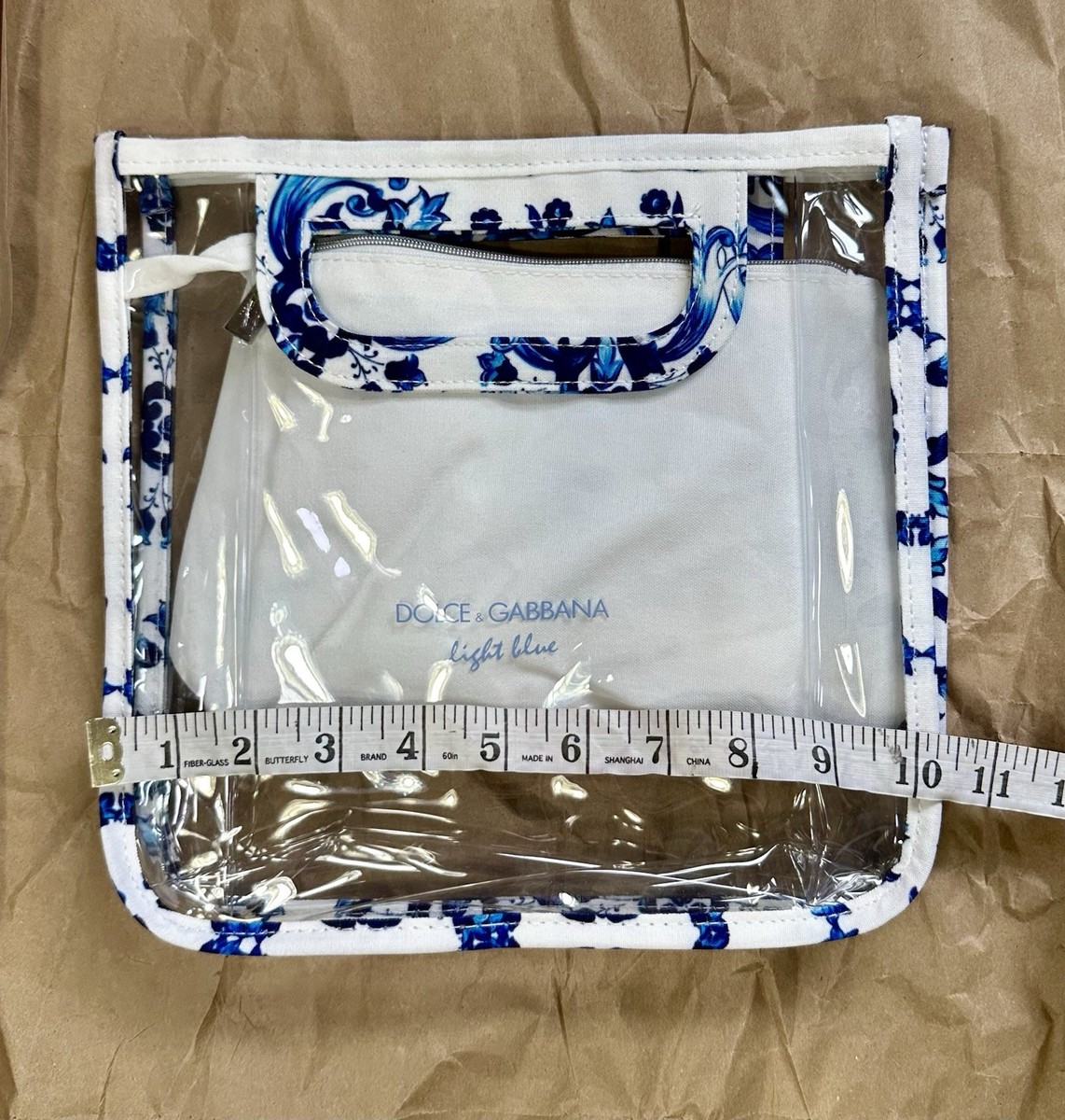New Dolce & Gabbana Clear Bag with Blue Floral Trim and Removable