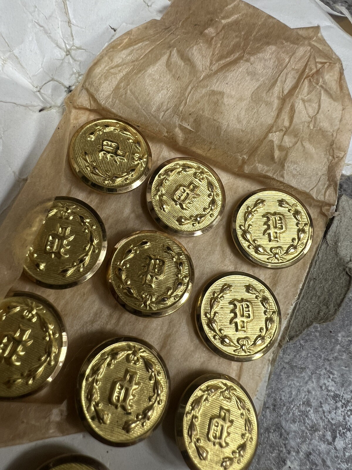 Vintage Police Uniform Brass Buttons 5/8” Superior Quality Set Of 11 NOS Officer