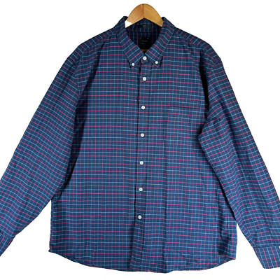 J.Crew Slim Fit Men's Size XXL Blue Check Cotton Long Sleeve Casual Shirt