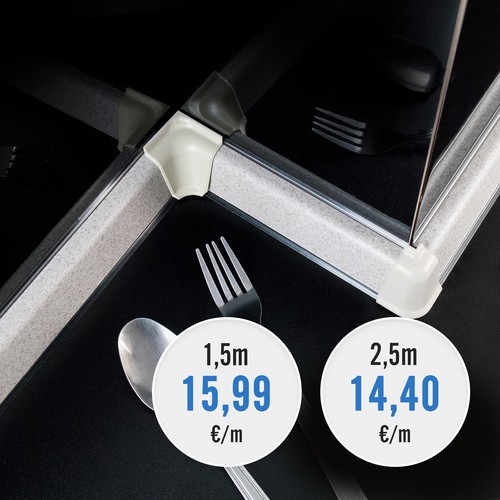 ABSCHLUSSLEISTE 23mm & 37mm Winkelleisten 1,5m 2,5m 3m Tischplatte Arbeitsplatte - Bild 24 von 36