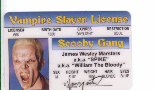 SPIKE James Marsters ID card Drivers License for Buffy the Vampire Slayer fans - Picture 1 of 1