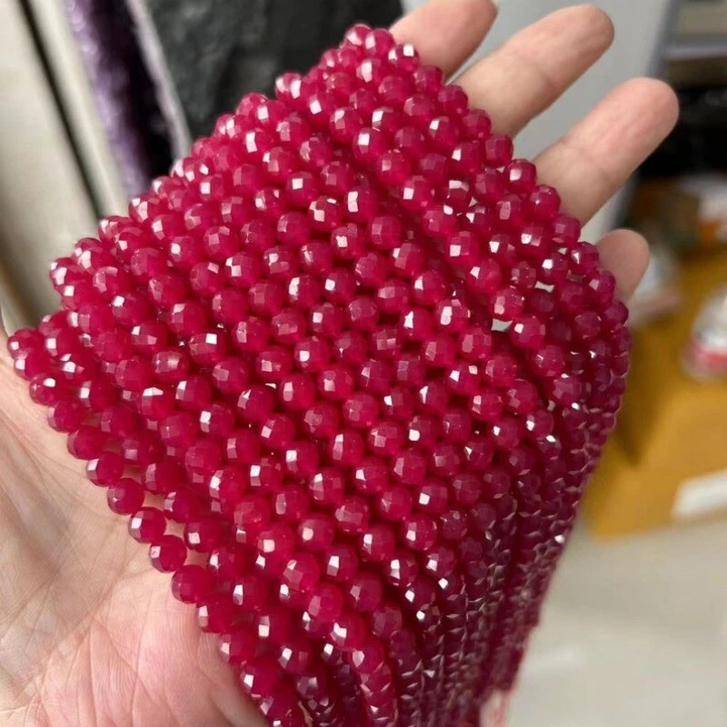 2/4/5/6mm Genuine Micro Faceted Natural Ruby Barklyite Beads for Jewelry Making - Image 2 of 4