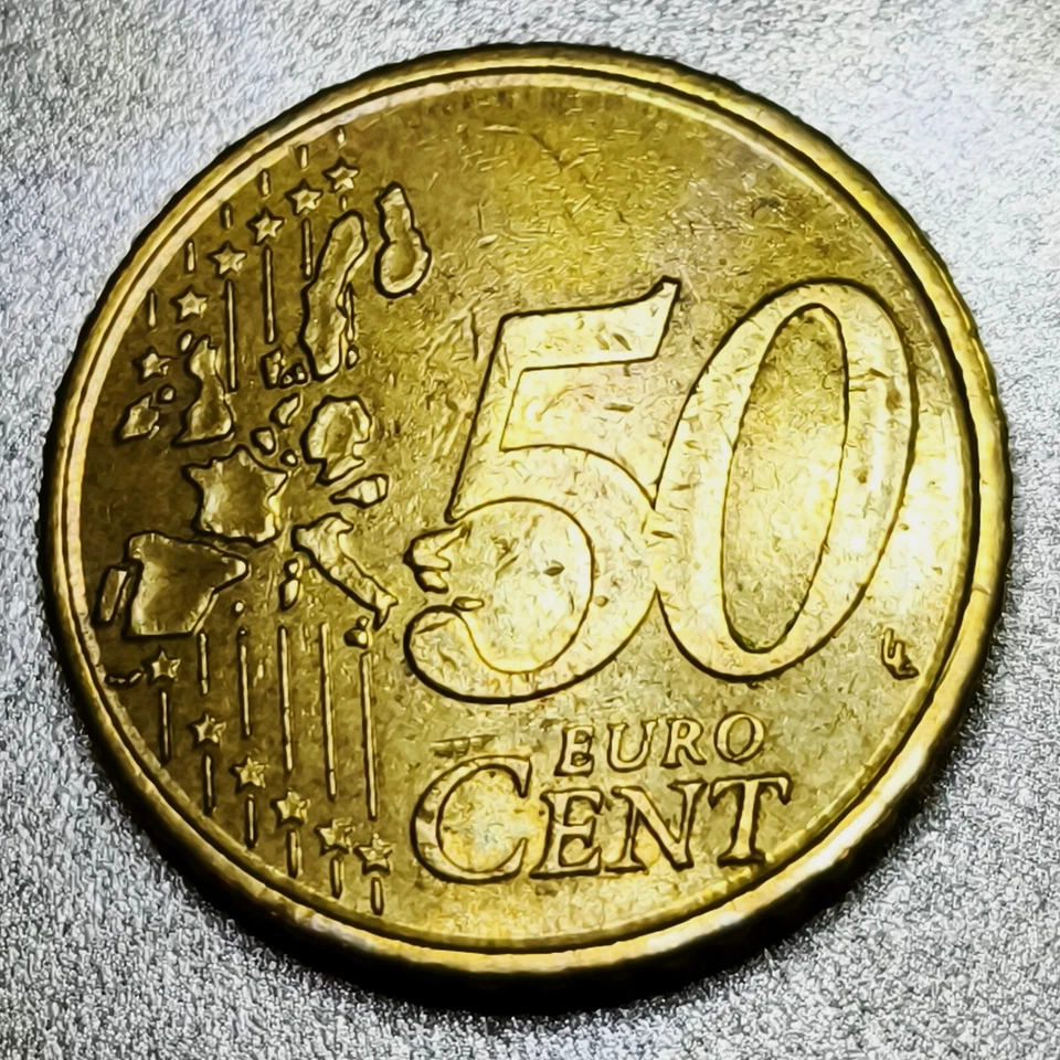 Moeda de 50 centavos de euro 1999 Bélgica - Erro perfeito - Rei Albert II - Defeito raro - Imagem 2 de 4