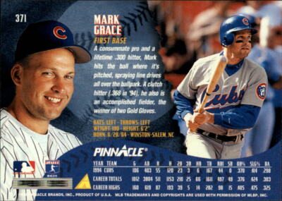 1995 Pinnacle #371 Mark Grace - NM-MT | eBay