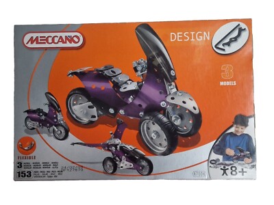 Meccano Metall Bausatz Metallbausatz NEU 3 Modelle 153 Teile  Motorrad Trike