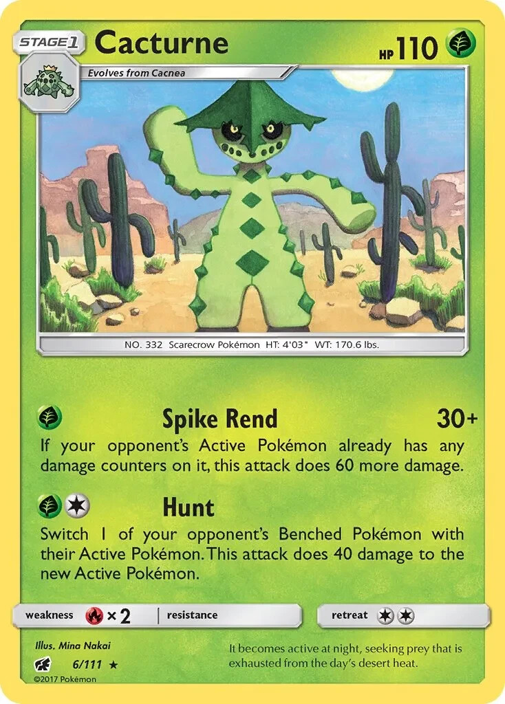 Cacturne 6/111 Rare SM - Crimson Invasion Pokemon TCG