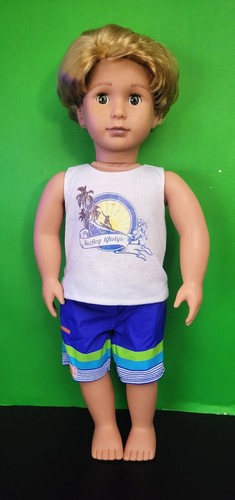 Battat Our Generation 18” Doll Gabe Surfer Boy Doll Blonde No Surfboard or Shoes