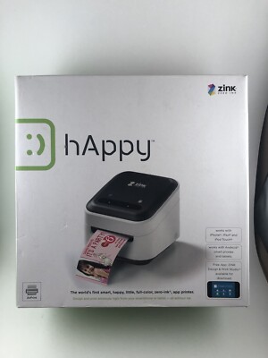 Zink Happy Smart App Printer With ZRoll & Quick Start Guide For iOS/Android