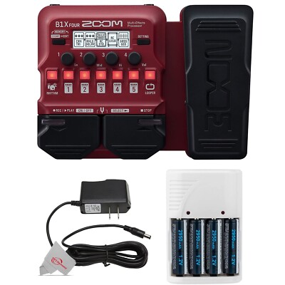Zoom B1X Four Bass Multi-Effects Processor Pedal + Pig Hog PP9V Pig Power Supply