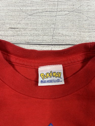 VTG 2000 Nintendo Pokemon Pikachu Thundershock T-Shirt Kids Size 4 Red - Picture 8 of 18