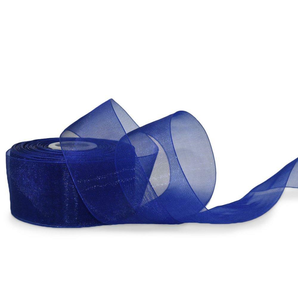 Bluesyリボン 20 Yards Solid Royal Blue Sheer Ribbon 1 3/8