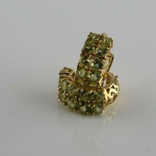14K Yellow Gold Double Row Peridot Hoop Earrings 2 Ct TW estimated