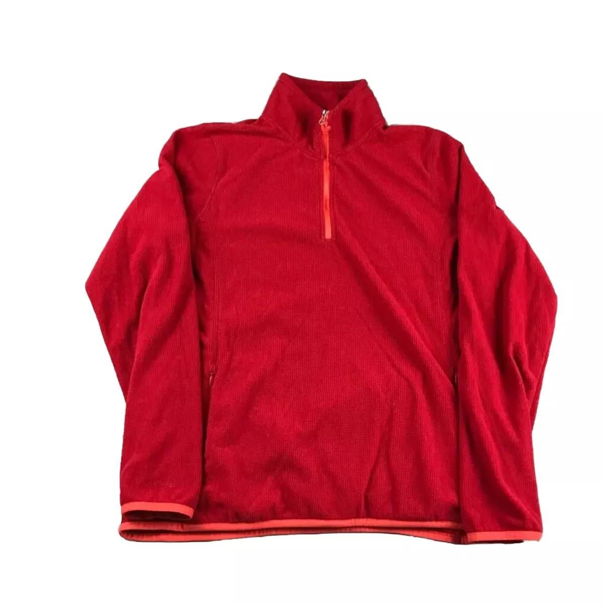 Orvis Sweatshirt Mens Large Red Waffle Knit 1 4 Zip Pullover Long Sleeves