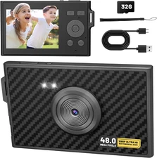 Digital Camera, FHD 1080P Kids Camera 16X Zoom anti Shake, 48MP Compact Portable