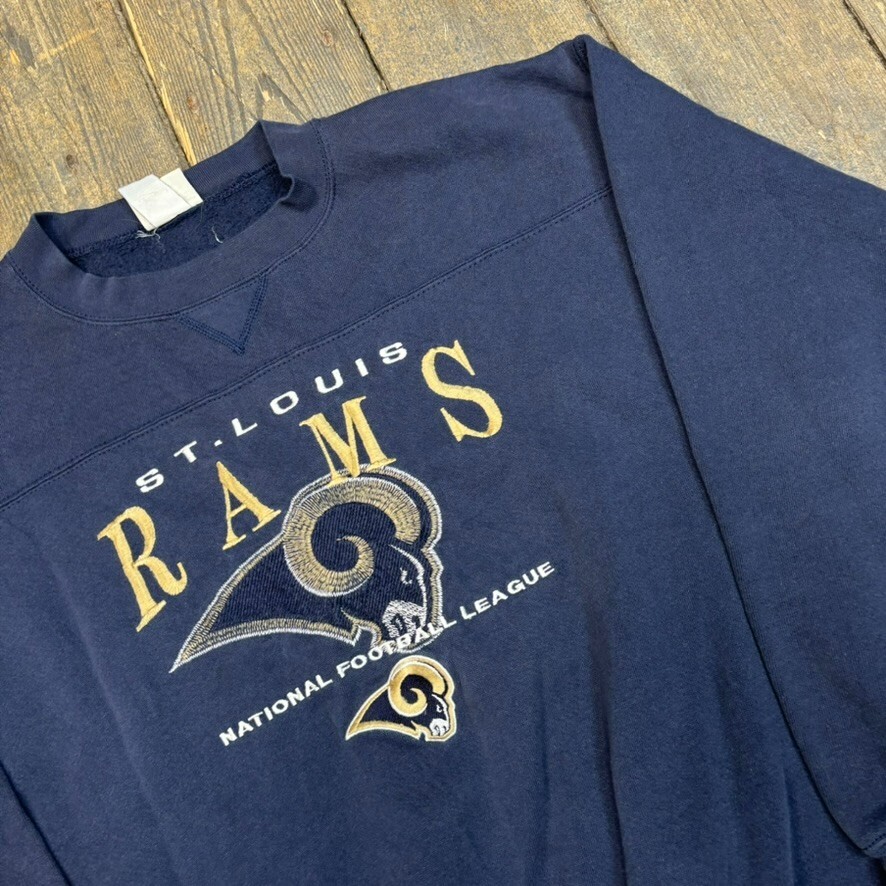 Lee Sport Sweatshirt Mens Vintage 90s St.Louis Rams Sweatshirt, Navy, Large image 4